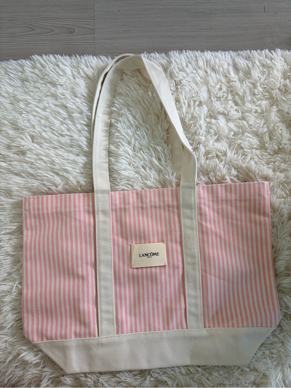 LANCOME Pink Stripe Canvas Tote